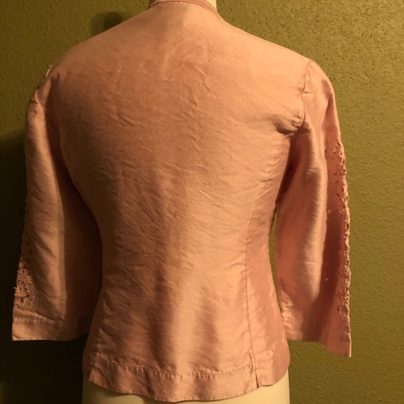 Soft Pink Silk Talbots Jacket Embroidered cutouts - Picture 4 of 8